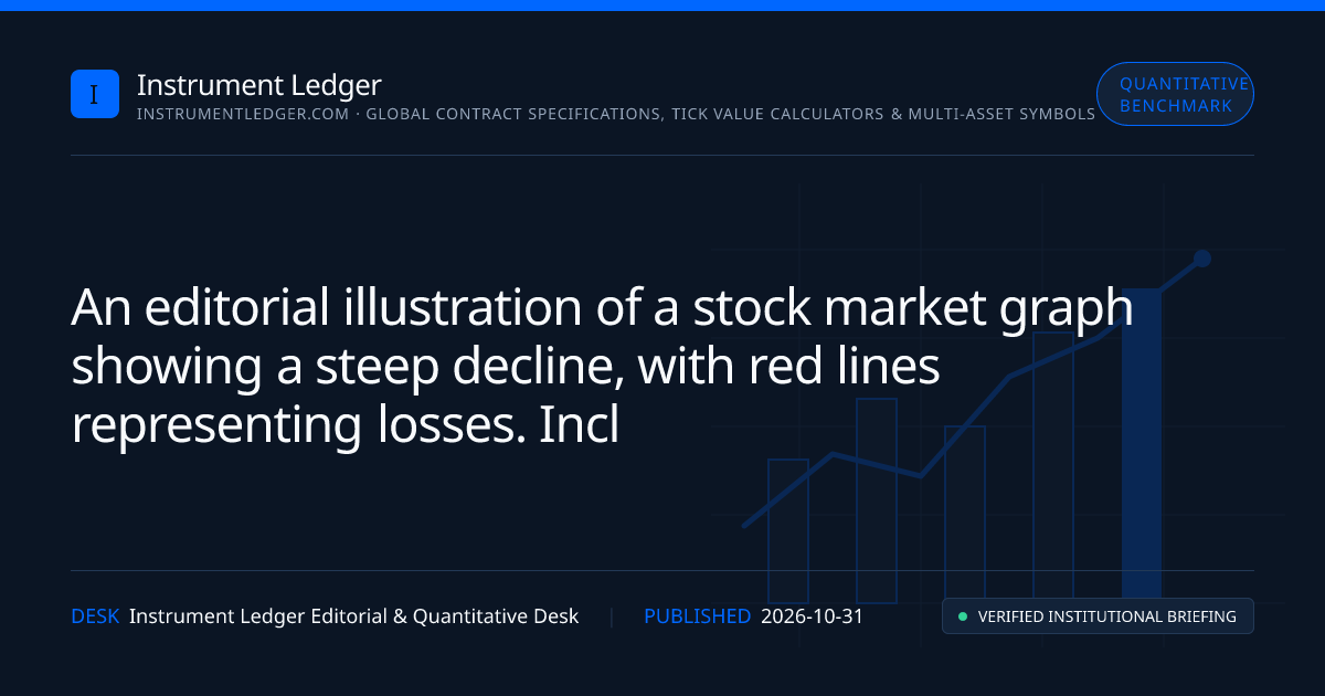 A downward trending stock market graph with a prominent Intel logo, illustrating a significant drop in stock value. The graph features red lines indicating losses and a caution symbol in the corner.